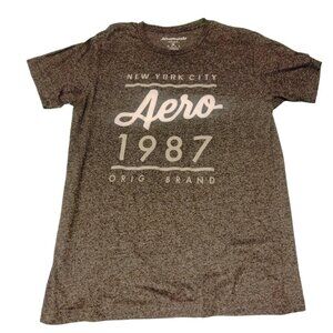 Aeropostale Aero New York City NYC T Shirt Top Dark Gray Orange Org Brand Large